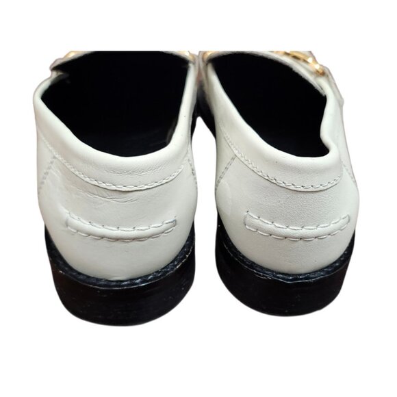 ZARA White Leather Horsebit Loafers Women EU 39 US 8. 5 Gold Buckle AIRFIT Flat - Picture 7 of 13